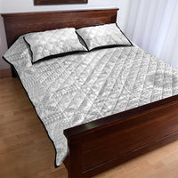 Niue White Sunday Quilt Bed Set Half Hiapo Pattern Vibes - Polynesian Pride
