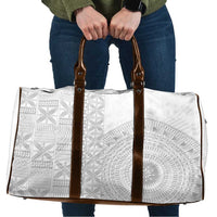 Niue White Sunday Travel Bag Half Hiapo Pattern Vibes - Polynesian Pride
