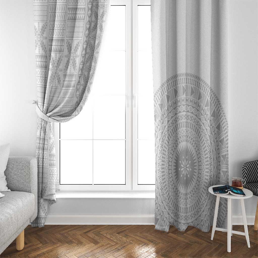 Niue White Sunday Window Curtain Half Hiapo Pattern Vibes - Polynesian Pride