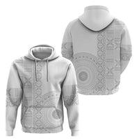 Niue White Sunday Zip Hoodie Half Hiapo Pattern Vibes - Polynesian Pride