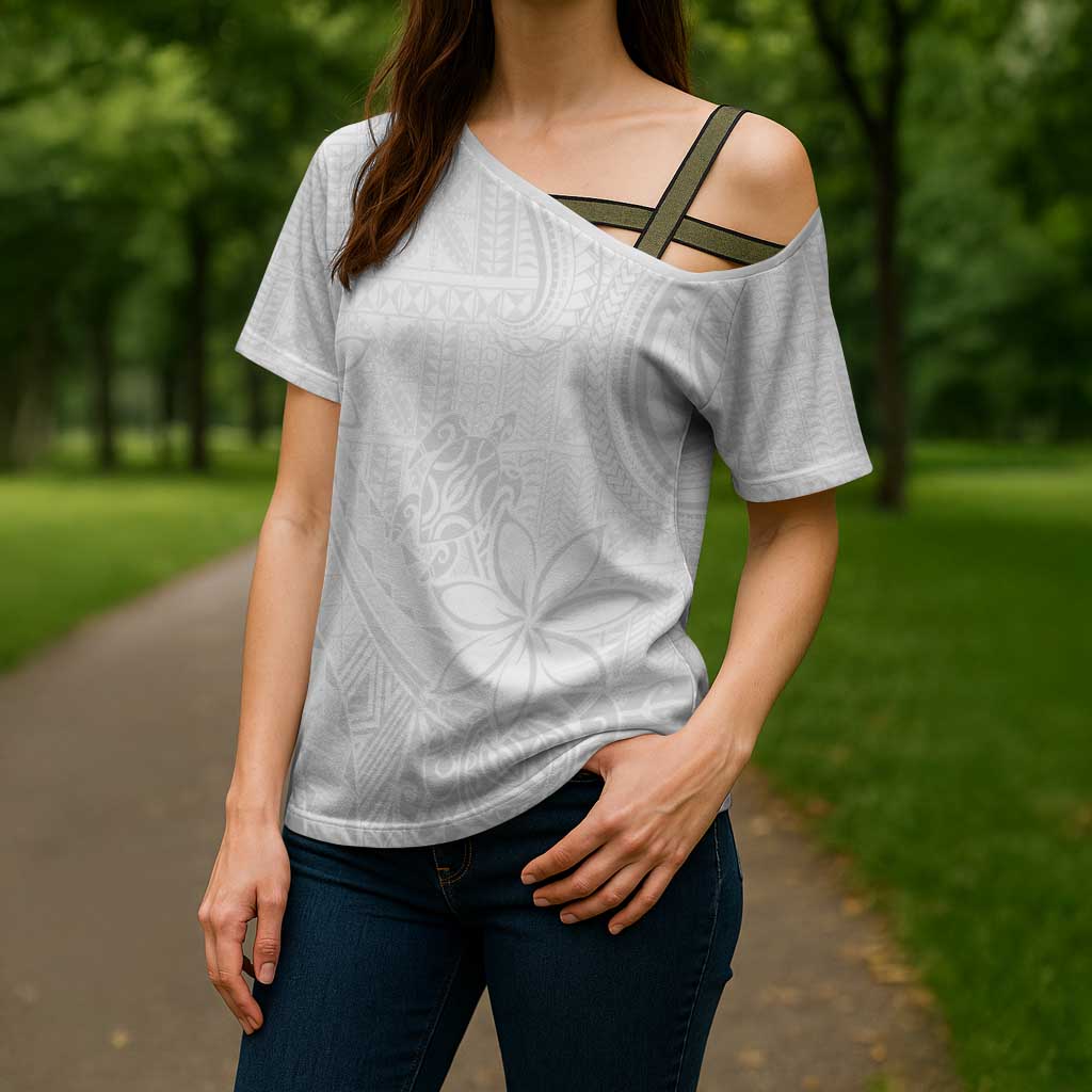 Tapu Fanau Ia Niue Cross Shoulder Shirt Happy White Sunday Unique Hiapo - Polynesian Pride