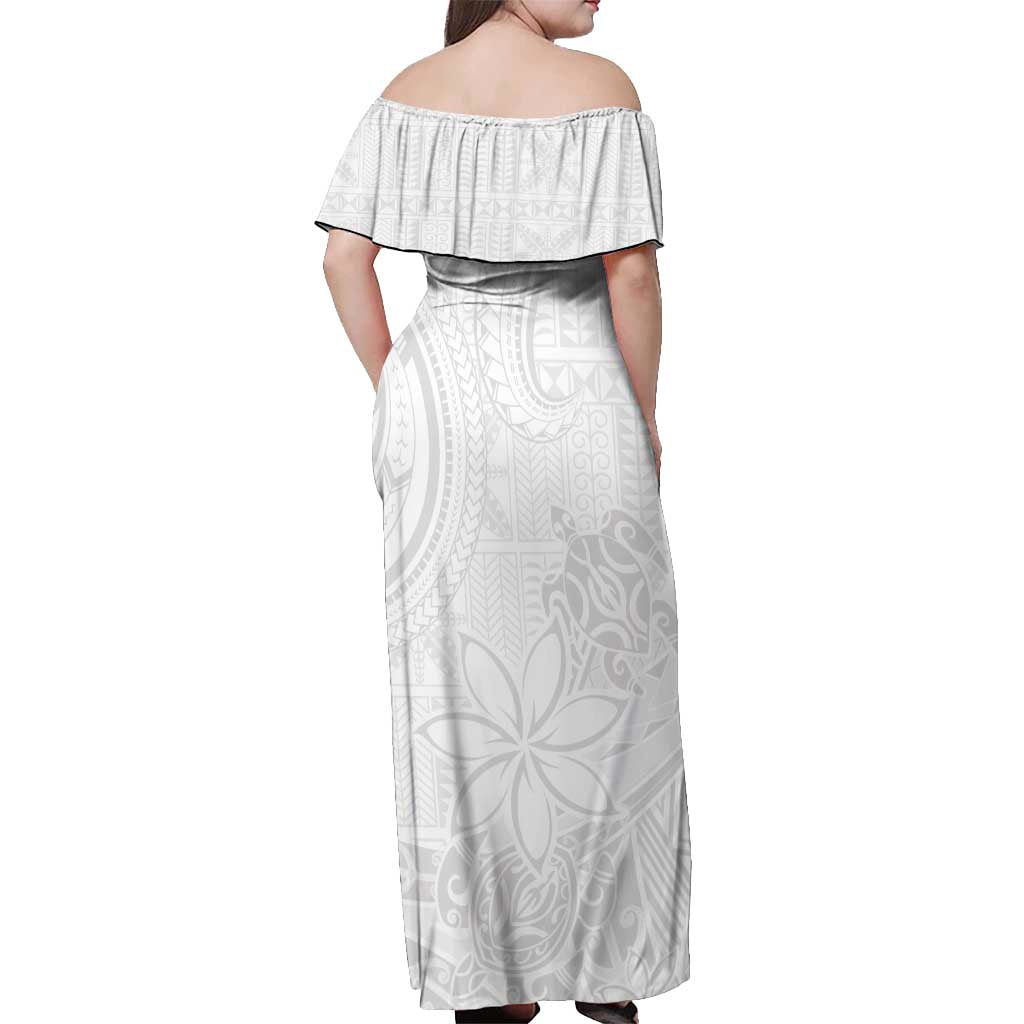 Tapu Fanau Ia Niue Off Shoulder Maxi Dress Happy White Sunday Unique Hiapo - Polynesian Pride