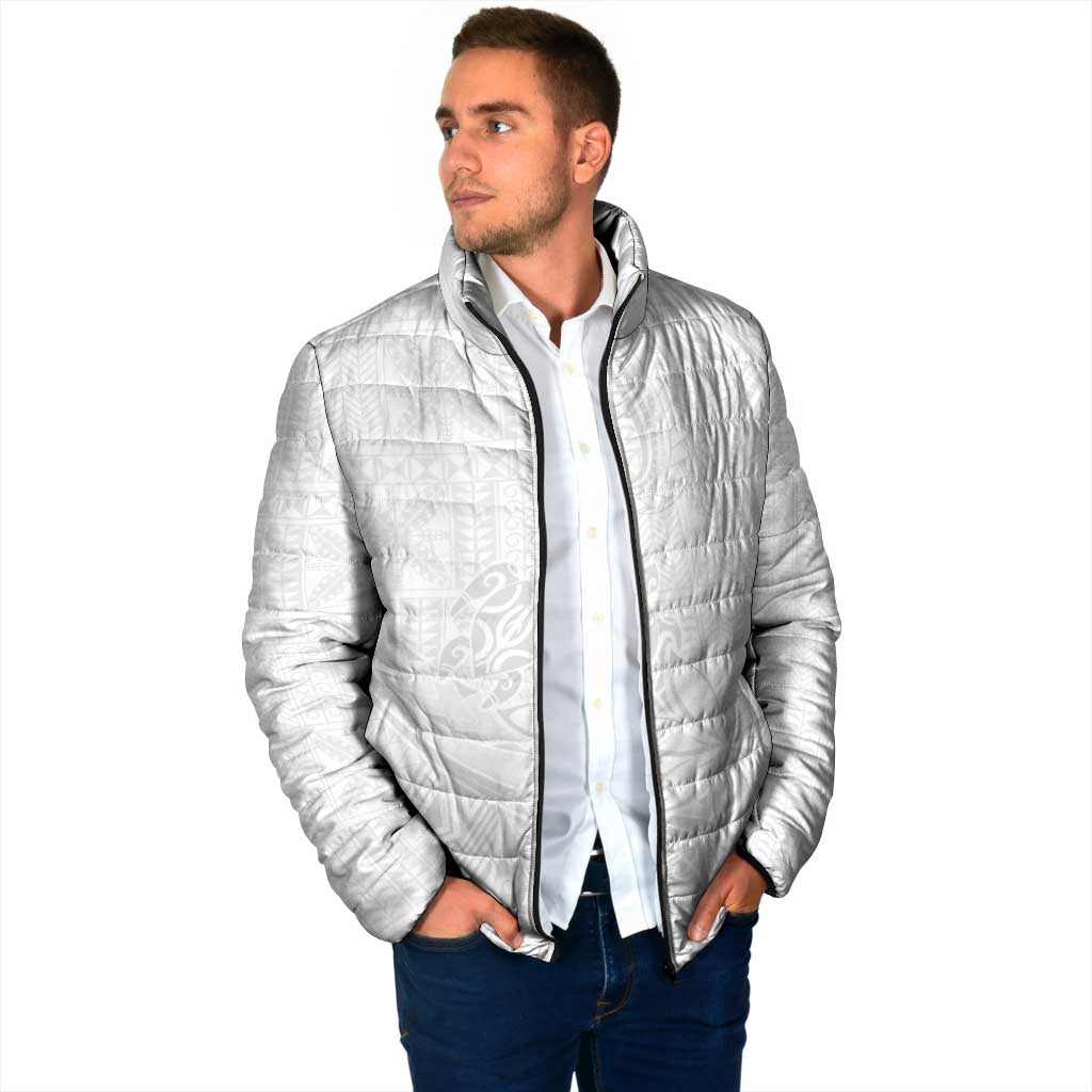 Tapu Fanau Ia Niue Padded Jacket Happy White Sunday Unique Hiapo - Polynesian Pride