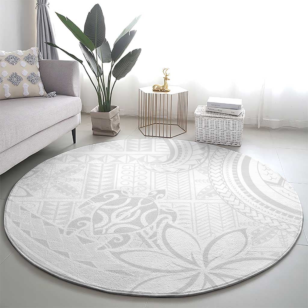 Tapu Fanau Ia Niue Round Carpet Happy White Sunday Unique Hiapo - Polynesian Pride