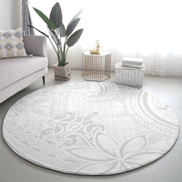 Tapu Fanau Ia Niue Round Carpet Happy White Sunday Unique Hiapo - Polynesian Pride