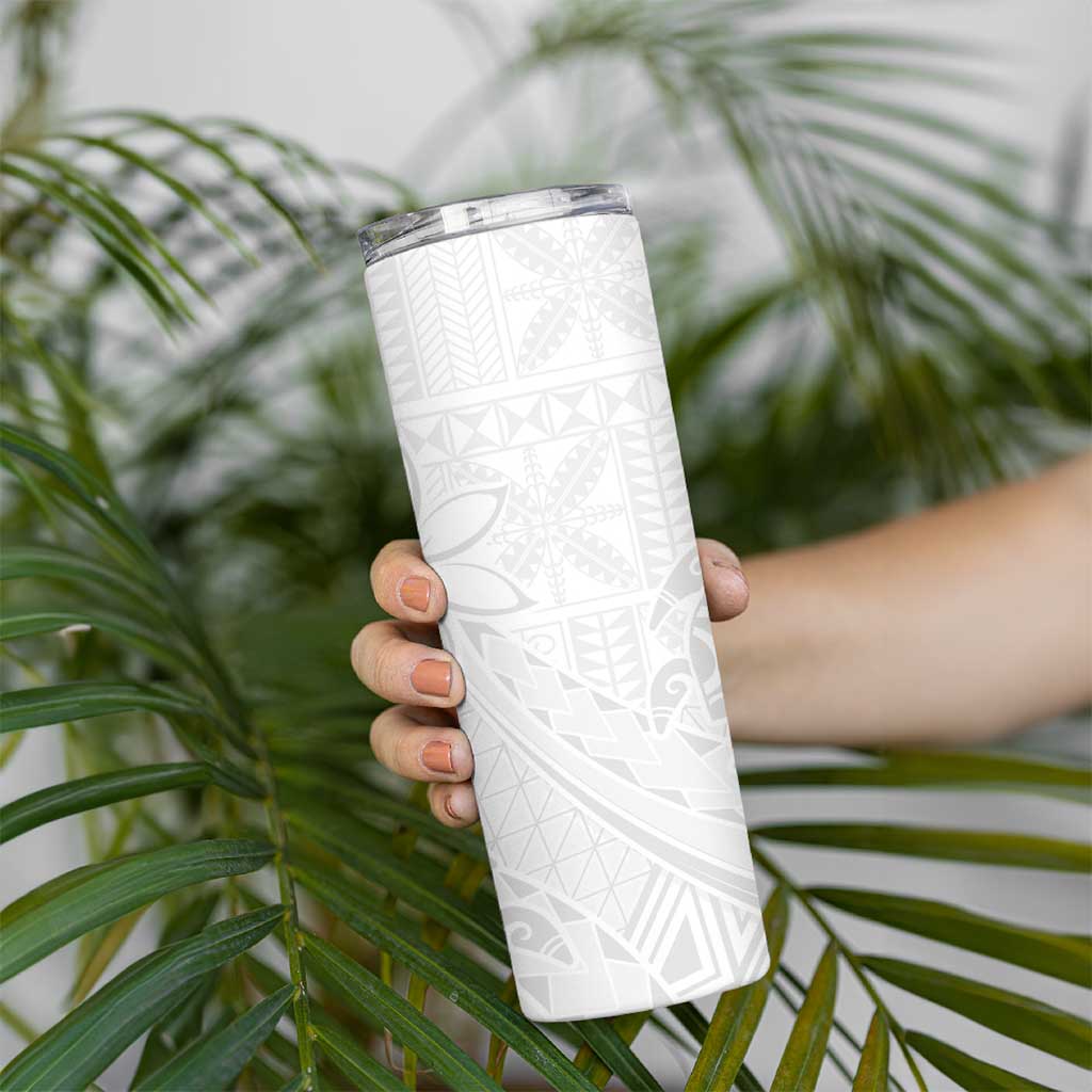 Tapu Fanau Ia Niue Skinny Tumbler Happy White Sunday Unique Hiapo - Polynesian Pride