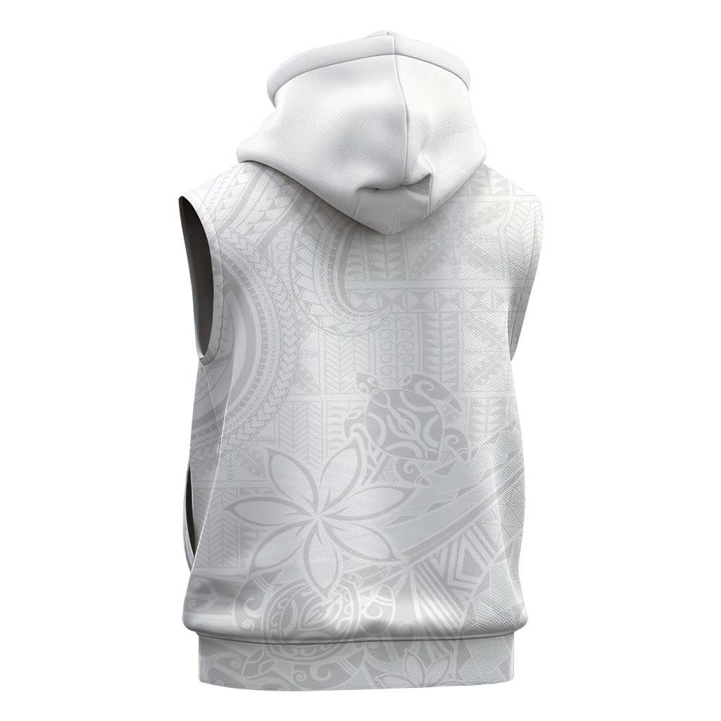 Tapu Fanau Ia Niue Sleeveless Zip Hoodie Happy White Sunday Unique Hiapo - Polynesian Pride