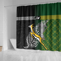New Zealand and South Africa Rugby Shower Curtain 2023 World Cup Final All Black Springboks Together LT14 - Polynesian Pride