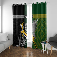 New Zealand and South Africa Rugby Window Curtain 2023 World Cup Final All Black Springboks Together LT14 With Grommets Black - Polynesian Pride