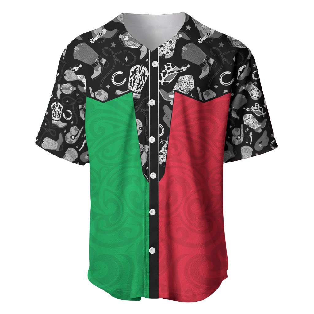 Vanuatu Cowboy Baseball Jersey Cowboy Symbols Split Stylized - Polynesian Pride