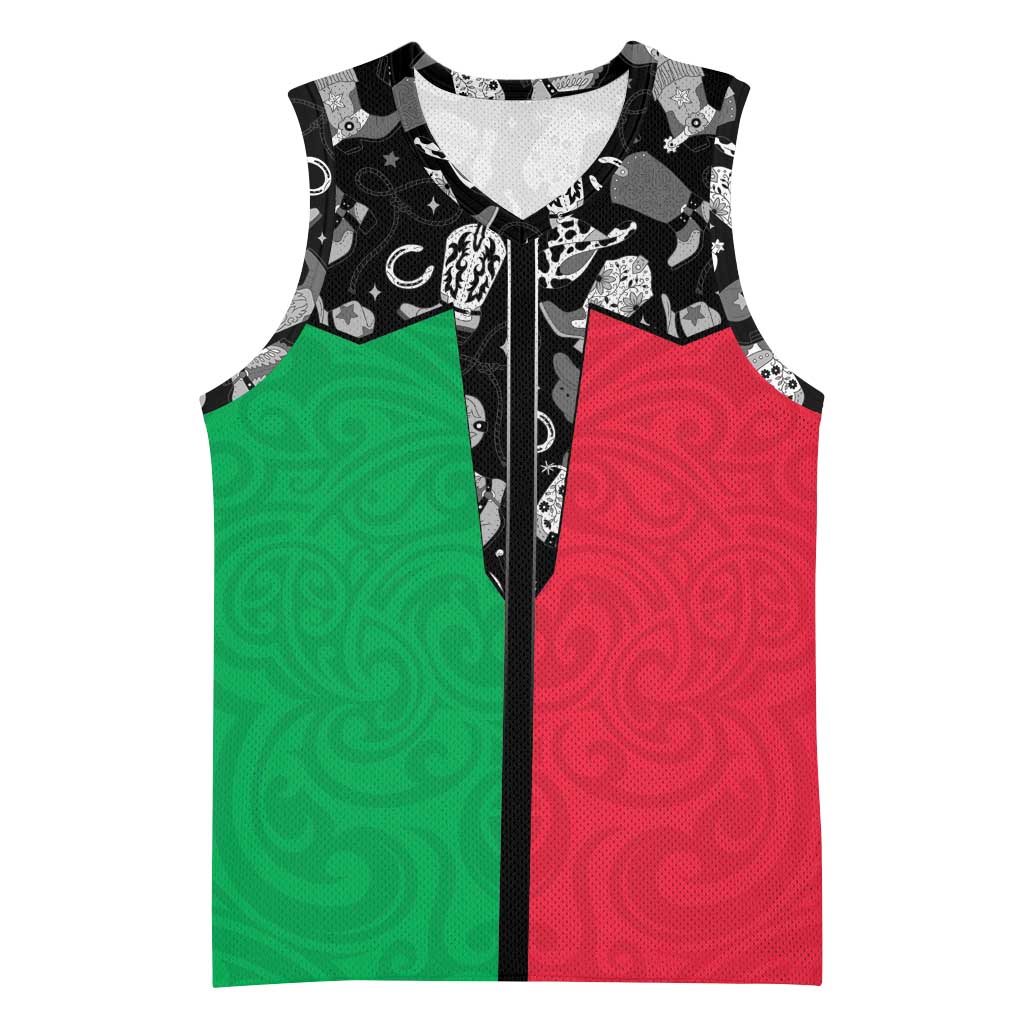 Vanuatu Cowboy Basketball Jersey Cowboy Symbols Split Stylized - Polynesian Pride