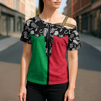 Vanuatu Cowboy Cross Shoulder Shirt Cowboy Symbols Split Stylized - Polynesian Pride