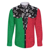 Vanuatu Cowboy Family Matching Off Shoulder Short Dress and Hawaiian Shirt Cowboy Symbols Split Stylized - Polynesian Pride