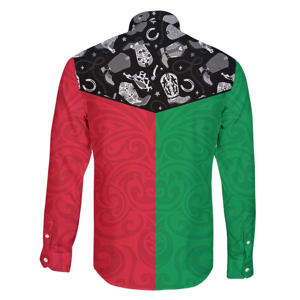 Vanuatu Cowboy Family Matching Short Sleeve Bodycon Dress and Hawaiian Shirt Cowboy Symbols Split Stylized - Polynesian Pride