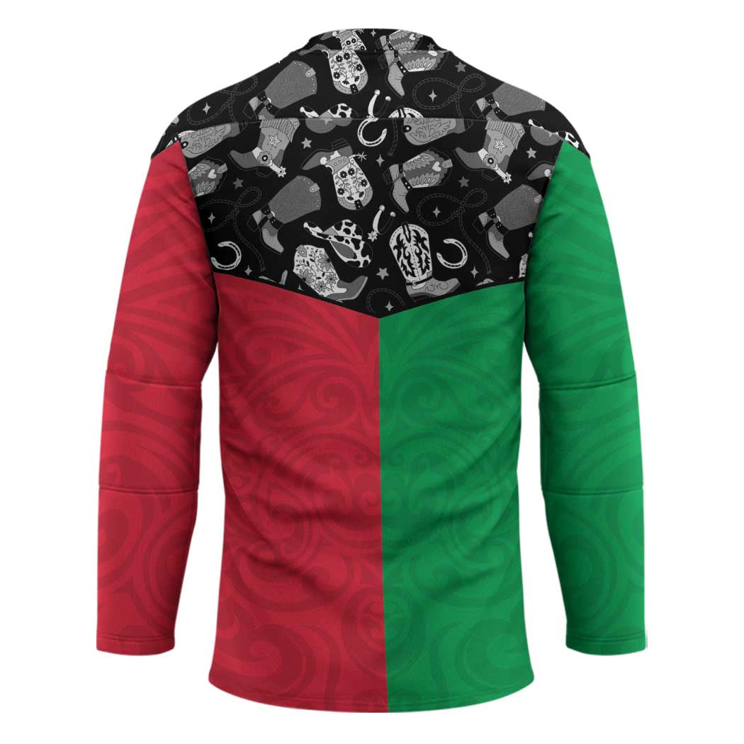 Vanuatu Cowboy Hockey Jersey Cowboy Symbols Split Stylized - Polynesian Pride