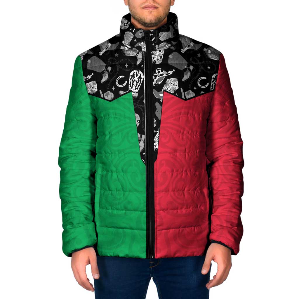 Vanuatu Cowboy Padded Jacket Cowboy Symbols Split Stylized - Polynesian Pride