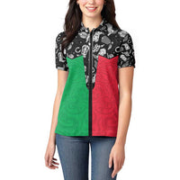 Vanuatu Cowboy Women Polo Shirt Cowboy Symbols Split Stylized - Polynesian Pride