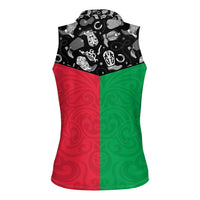 Vanuatu Cowboy Women Sleeveless Polo Shirt Cowboy Symbols Split Stylized - Polynesian Pride