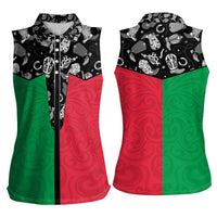 Vanuatu Cowboy Women Sleeveless Polo Shirt Cowboy Symbols Split Stylized - Polynesian Pride