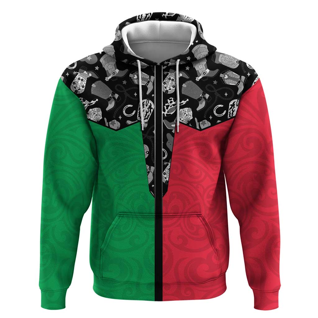 Vanuatu Cowboy Zip Hoodie Cowboy Symbols Split Stylized - Polynesian Pride