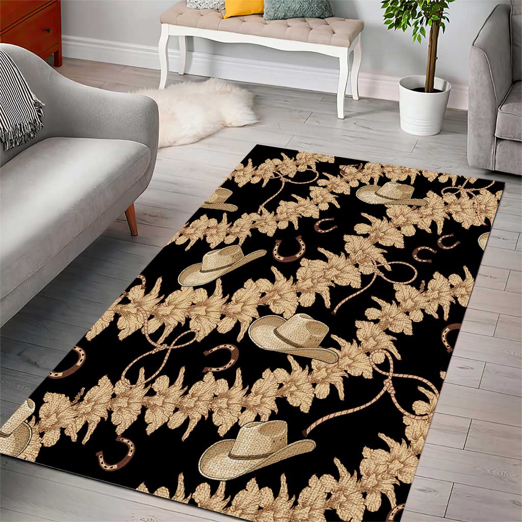 Vanuatu Cowboy Area Rug Seamless Straw Hats Hibiscus - Polynesian Pride