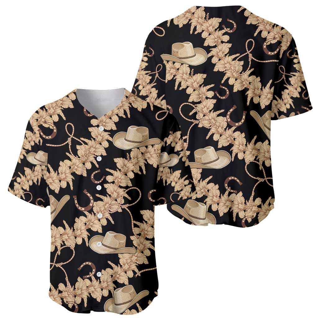 Vanuatu Cowboy Baseball Jersey Seamless Straw Hats Hibiscus - Polynesian Pride