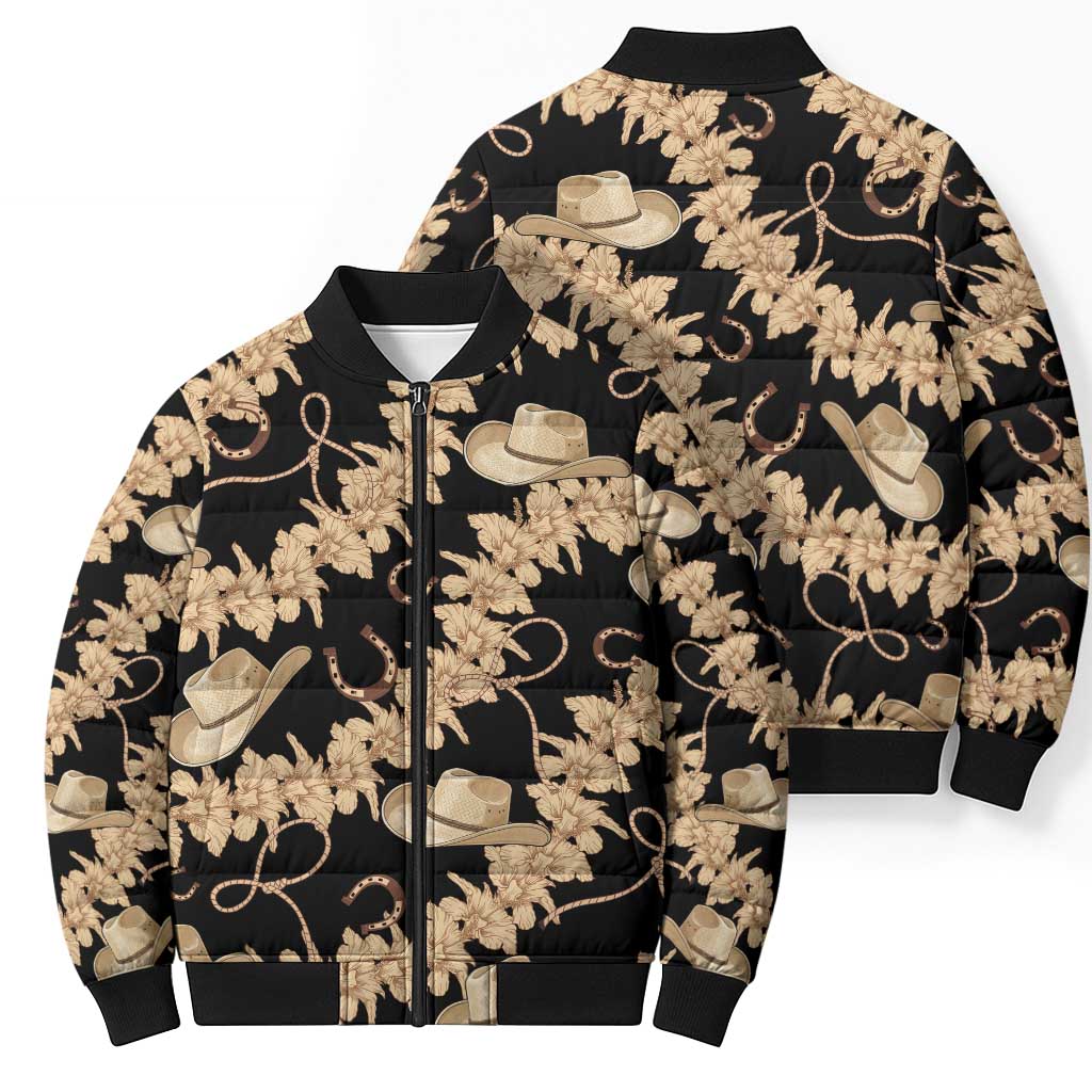 Vanuatu Cowboy Bomber Puffer Jacket Seamless Straw Hats Hibiscus - Polynesian Pride