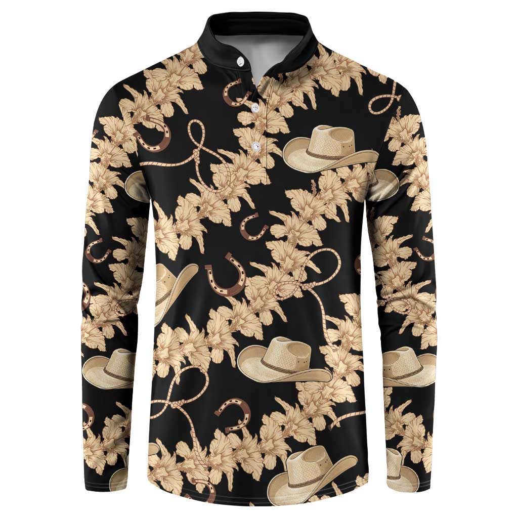 Vanuatu Cowboy Button Sweatshirt Seamless Straw Hats Hibiscus - Polynesian Pride