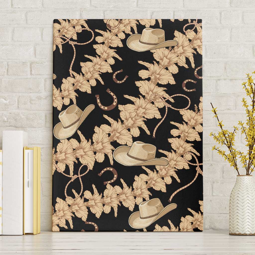 Vanuatu Cowboy Canvas Wall Art Seamless Straw Hats Hibiscus - Polynesian Pride