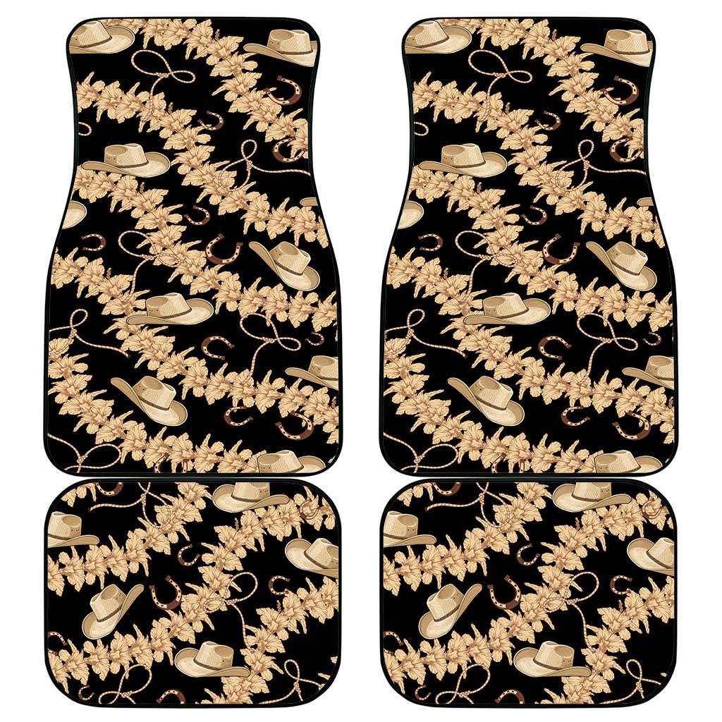 Vanuatu Cowboy Car Mats Seamless Straw Hats Hibiscus - Polynesian Pride
