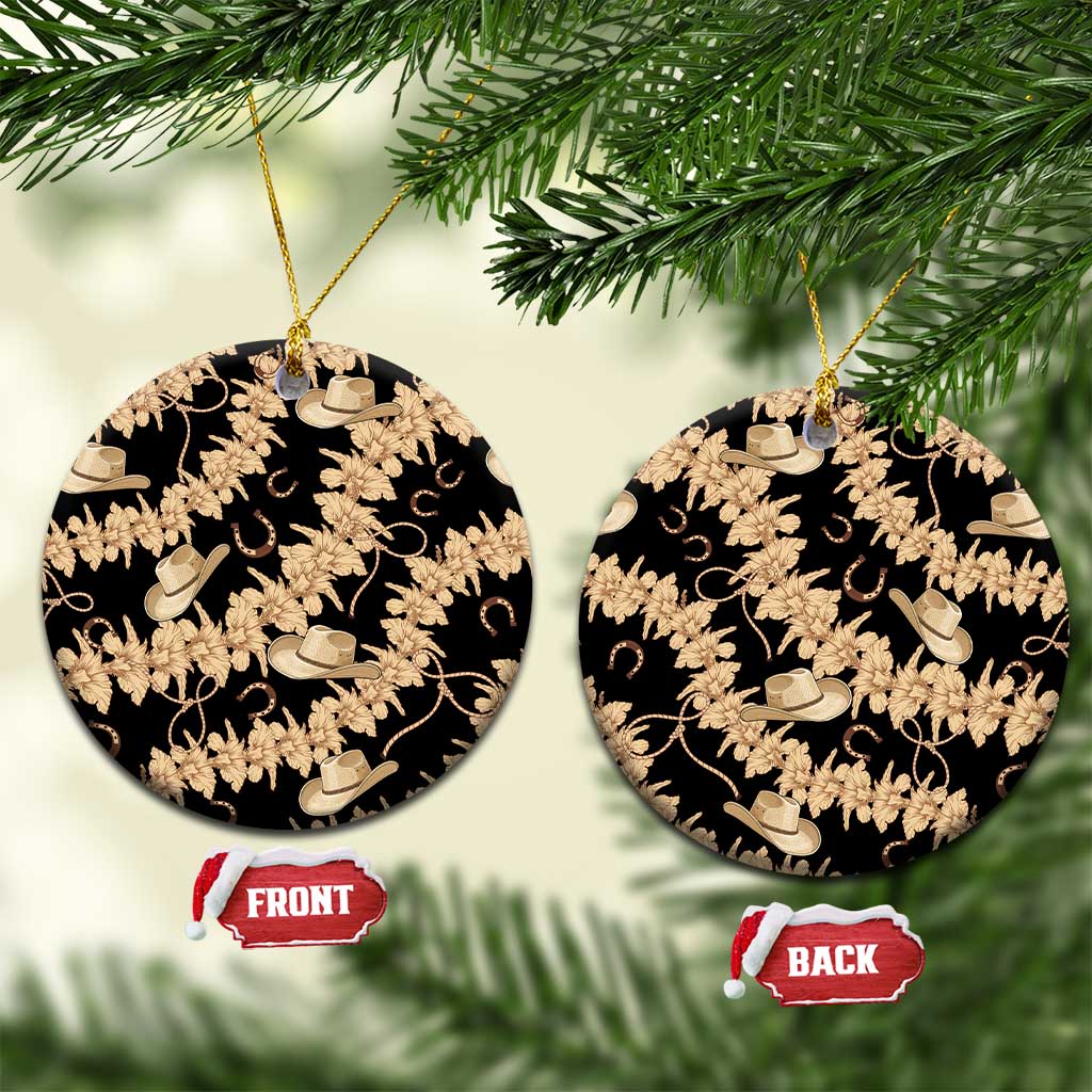 Vanuatu Cowboy Ceramic Ornament Seamless Straw Hats Hibiscus - Polynesian Pride