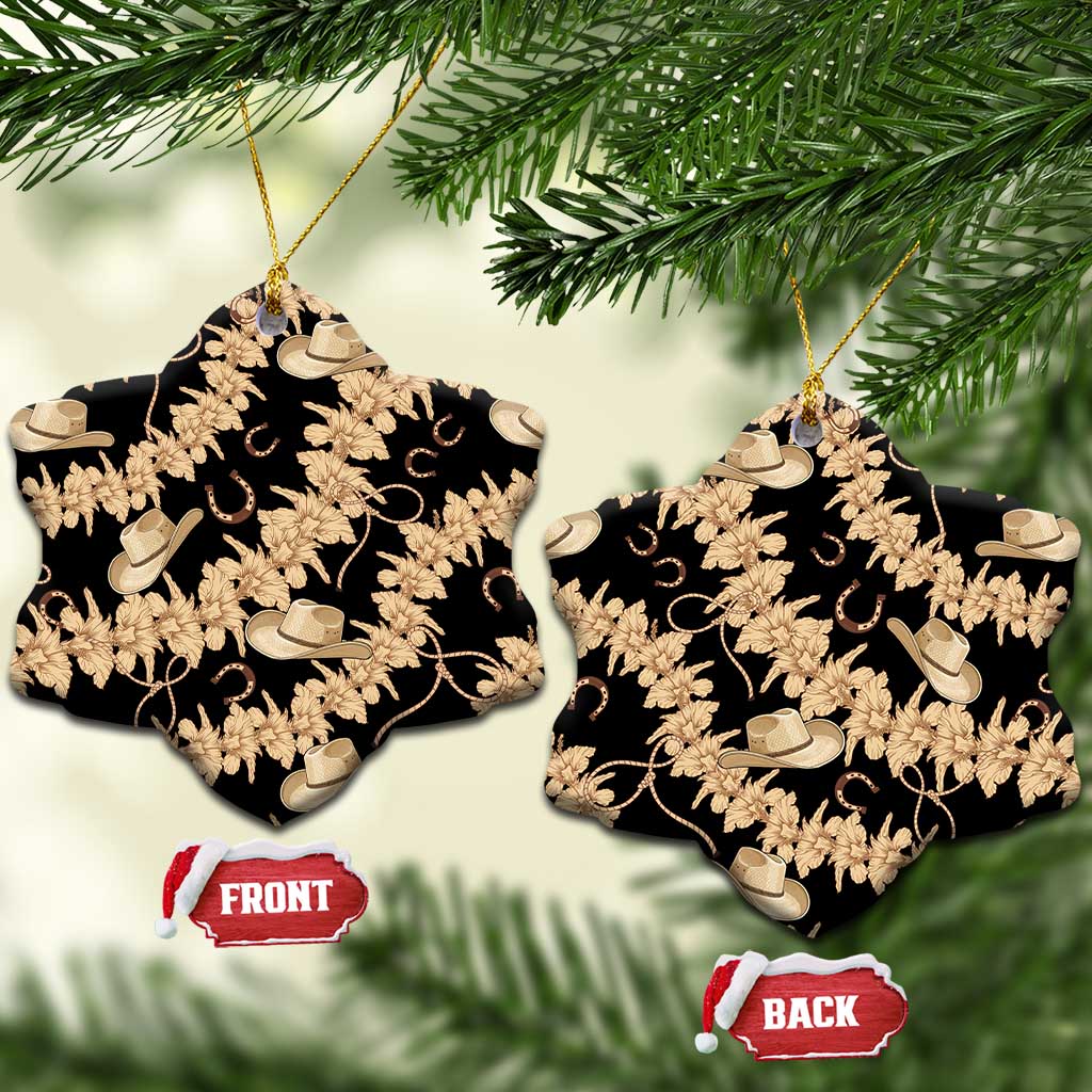 Vanuatu Cowboy Ceramic Ornament Seamless Straw Hats Hibiscus - Polynesian Pride