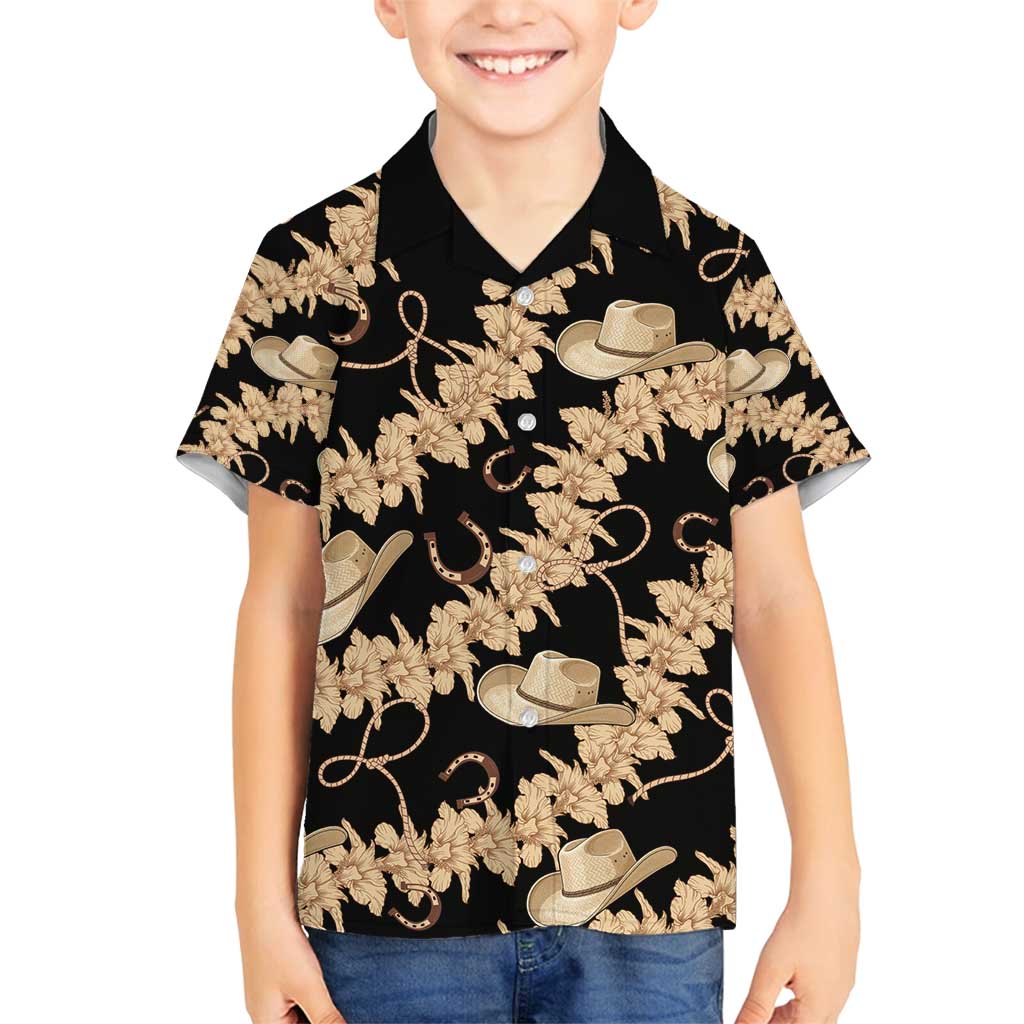 Vanuatu Cowboy Family Matching Off Shoulder Maxi Dress and Hawaiian Shirt Seamless Straw Hats Hibiscus - Polynesian Pride