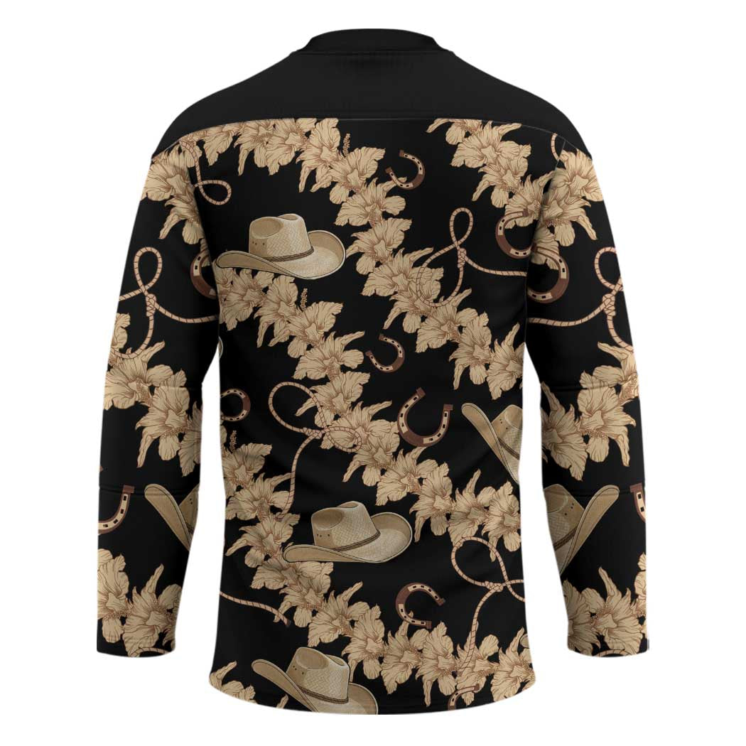 Vanuatu Cowboy Hockey Jersey Seamless Straw Hats Hibiscus - Polynesian Pride