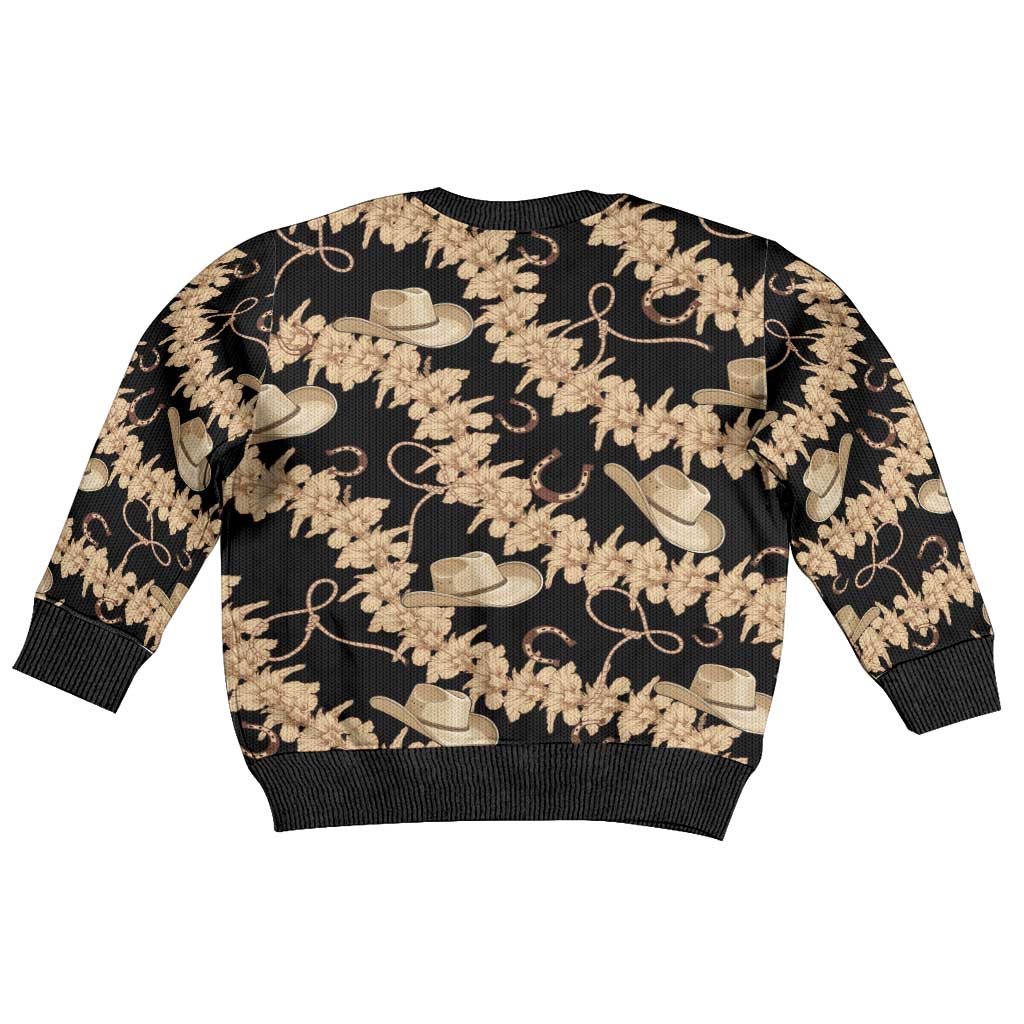 Vanuatu Cowboy Kid Ugly Christmas Sweater Seamless Straw Hats Hibiscus - Polynesian Pride