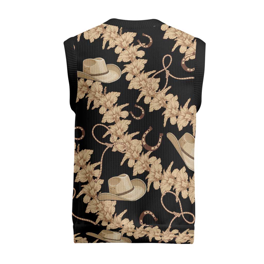 Vanuatu Cowboy Christmas Knitted V-Neck Vest Seamless Straw Hats Hibiscus - Polynesian Pride