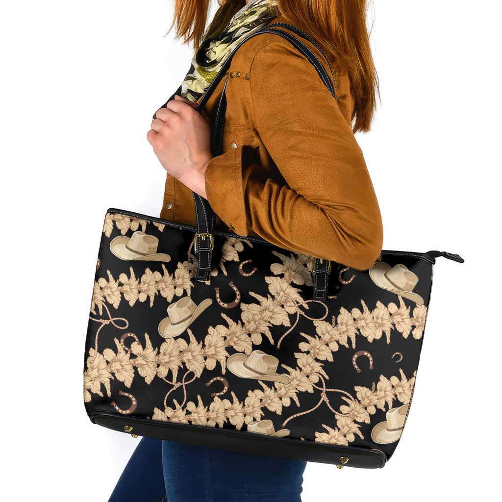 Vanuatu Cowboy Leather Tote Bag Seamless Straw Hats Hibiscus - Polynesian Pride