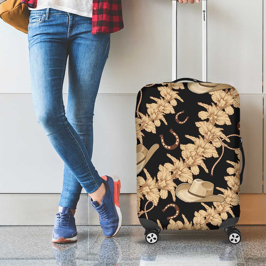 Vanuatu Cowboy Luggage Cover Seamless Straw Hats Hibiscus - Polynesian Pride