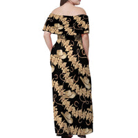 Vanuatu Cowboy Off Shoulder Maxi Dress Seamless Straw Hats Hibiscus - Polynesian Pride