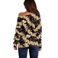 Vanuatu Cowboy Off Shoulder Sweater Seamless Straw Hats Hibiscus - Polynesian Pride