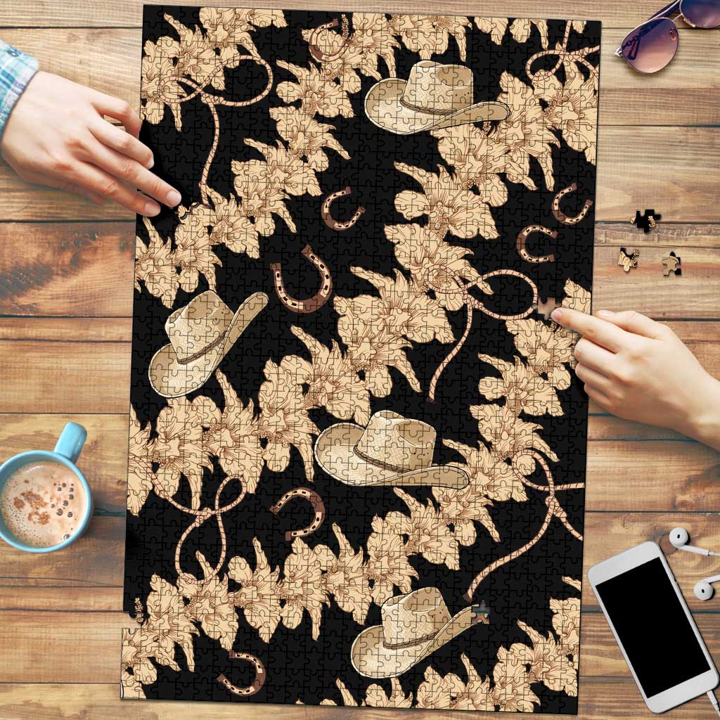 Vanuatu Cowboy Puzzle Seamless Straw Hats Hibiscus - Polynesian Pride