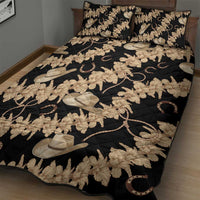 Vanuatu Cowboy Quilt Bed Set Seamless Straw Hats Hibiscus - Polynesian Pride