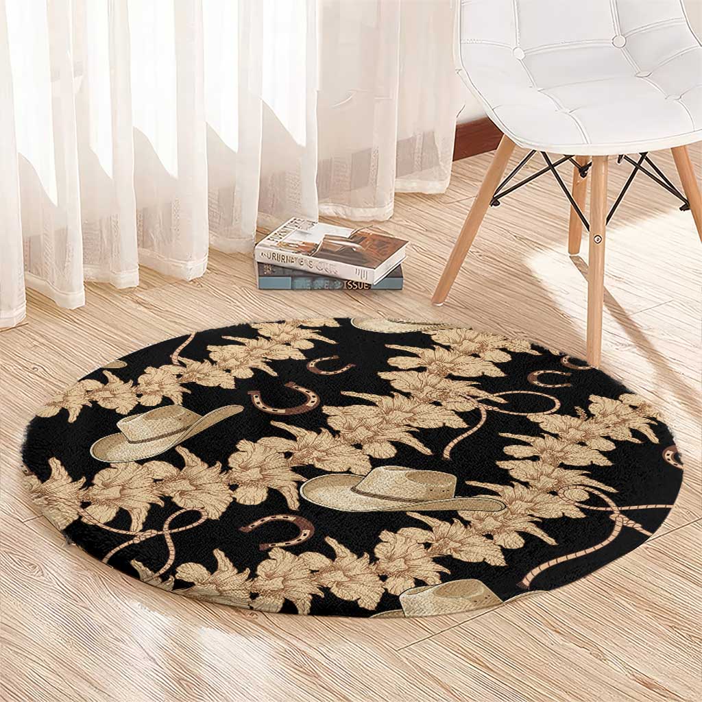 Vanuatu Cowboy Round Carpet Seamless Straw Hats Hibiscus - Polynesian Pride