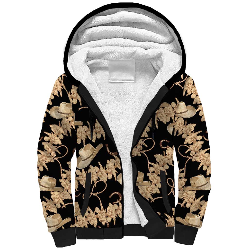 Vanuatu Cowboy Sherpa Hoodie Seamless Straw Hats Hibiscus - Polynesian Pride