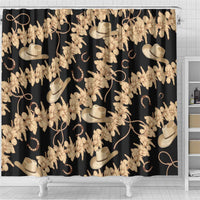 Vanuatu Cowboy Shower Curtain Seamless Straw Hats Hibiscus - Polynesian Pride