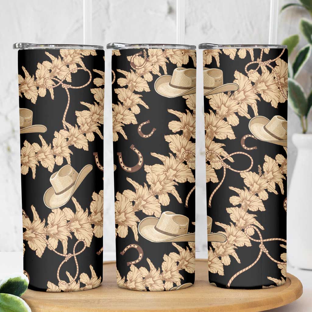 Vanuatu Cowboy Skinny Tumbler Seamless Straw Hats Hibiscus - Polynesian Pride