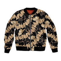 Vanuatu Cowboy Sleeve Zip Bomber Jacket Seamless Straw Hats Hibiscus - Polynesian Pride