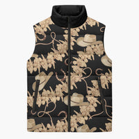 Vanuatu Cowboy Sleeveless Puffer Jacket Seamless Straw Hats Hibiscus - Polynesian Pride