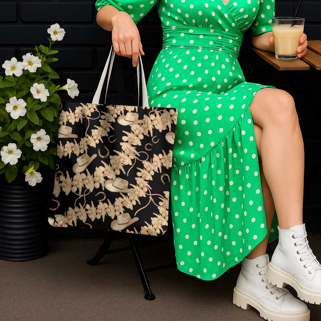 Vanuatu Cowboy Tote Bag Seamless Straw Hats Hibiscus - Polynesian Pride