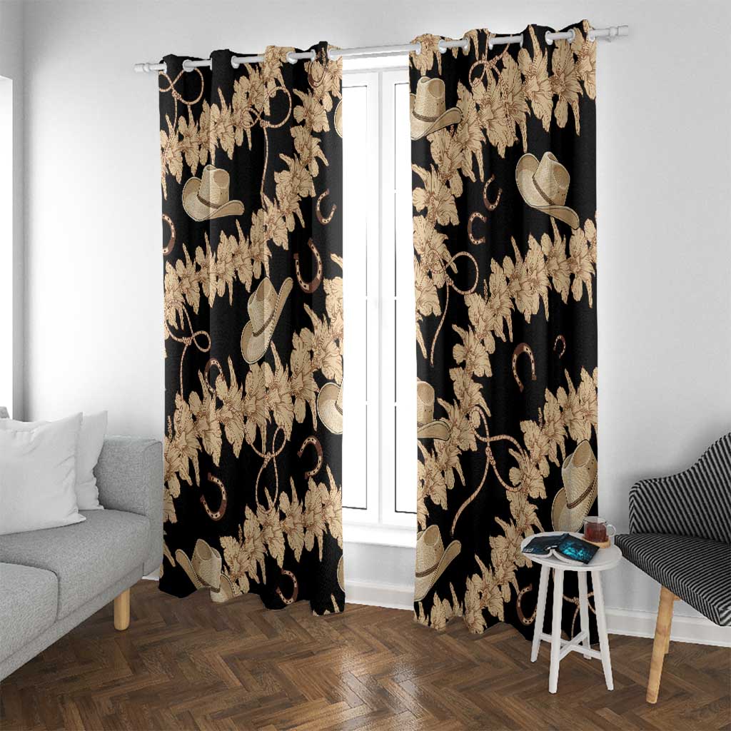 Vanuatu Cowboy Window Curtain Seamless Straw Hats Hibiscus - Polynesian Pride
